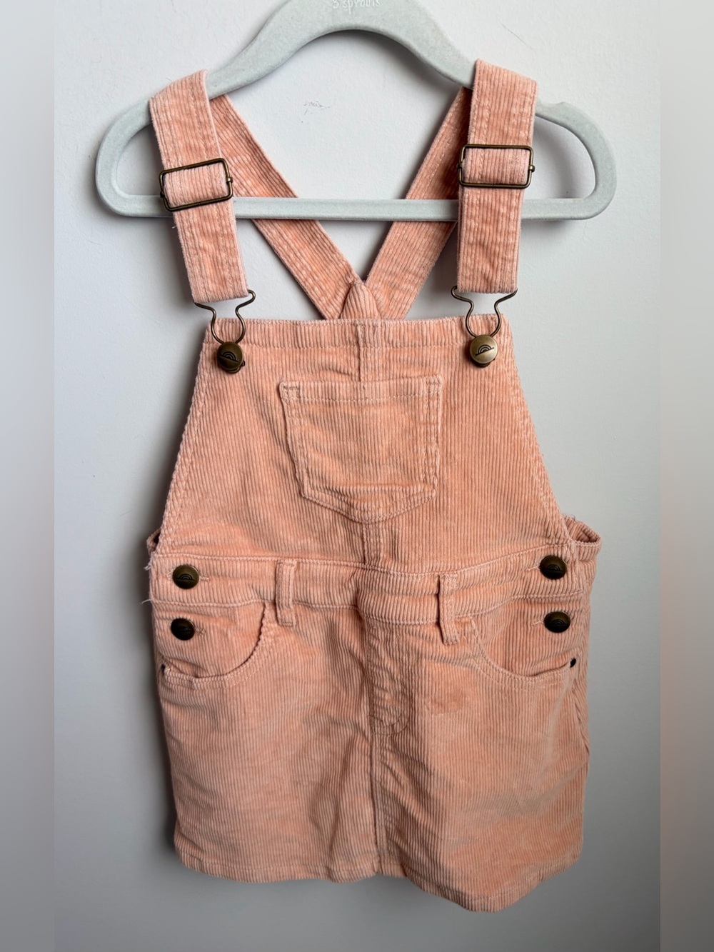 Jamie Kay Peach Corduroy Overall Skirt for Kids